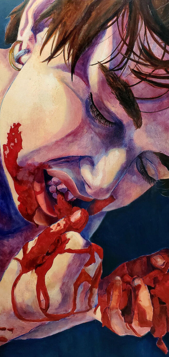 "blood and body", oil on canvas, 72 x 44, 2023