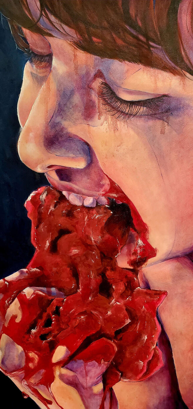 &quot;communion&quot;, oil on canvas, 72 x 44, 2023