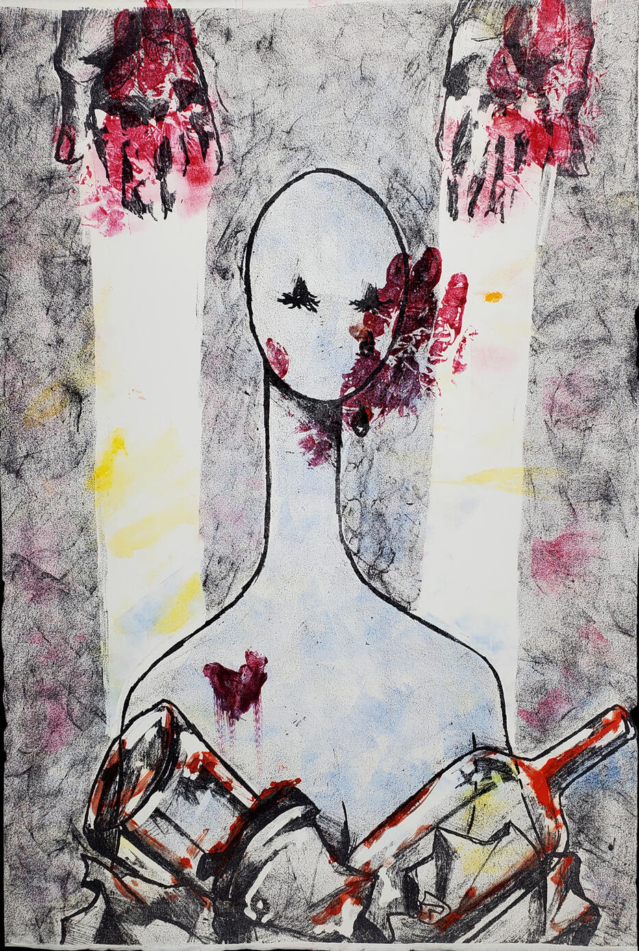 &quot;burdened&quot;, lithograph, 22 x 15, 2022