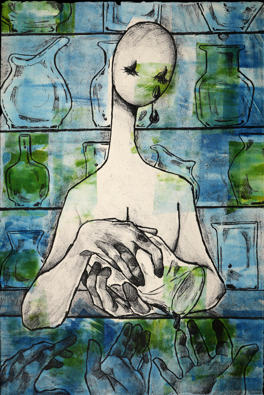 &quot;drop by drop&quot;, lithograph, 22 x 15, 2022