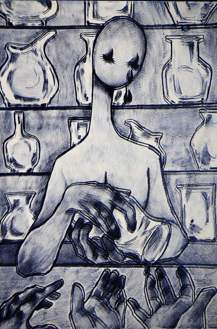 &quot;drop by drop&quot;, lithograph, 22 x 15, 2022